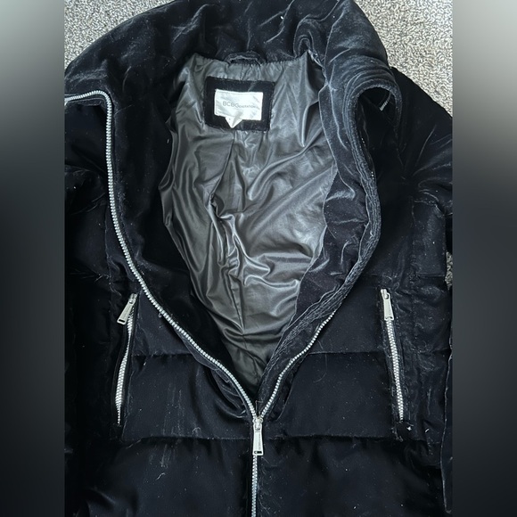 BCBGENERATION Down/feather Winter Coat Black Velvet Puffer & Silver Size… - Picture 3 of 9